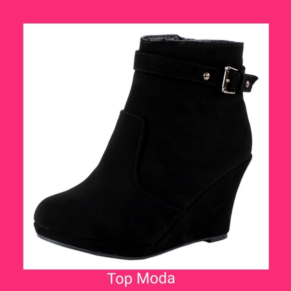 Top Moda Stud Bucked Strap Nubuck Booties - Picture 2 of 15